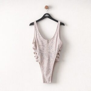 MATTE Collection One Piece Swimsuit S Animal Print Cut Out Side High Rise Cheeky